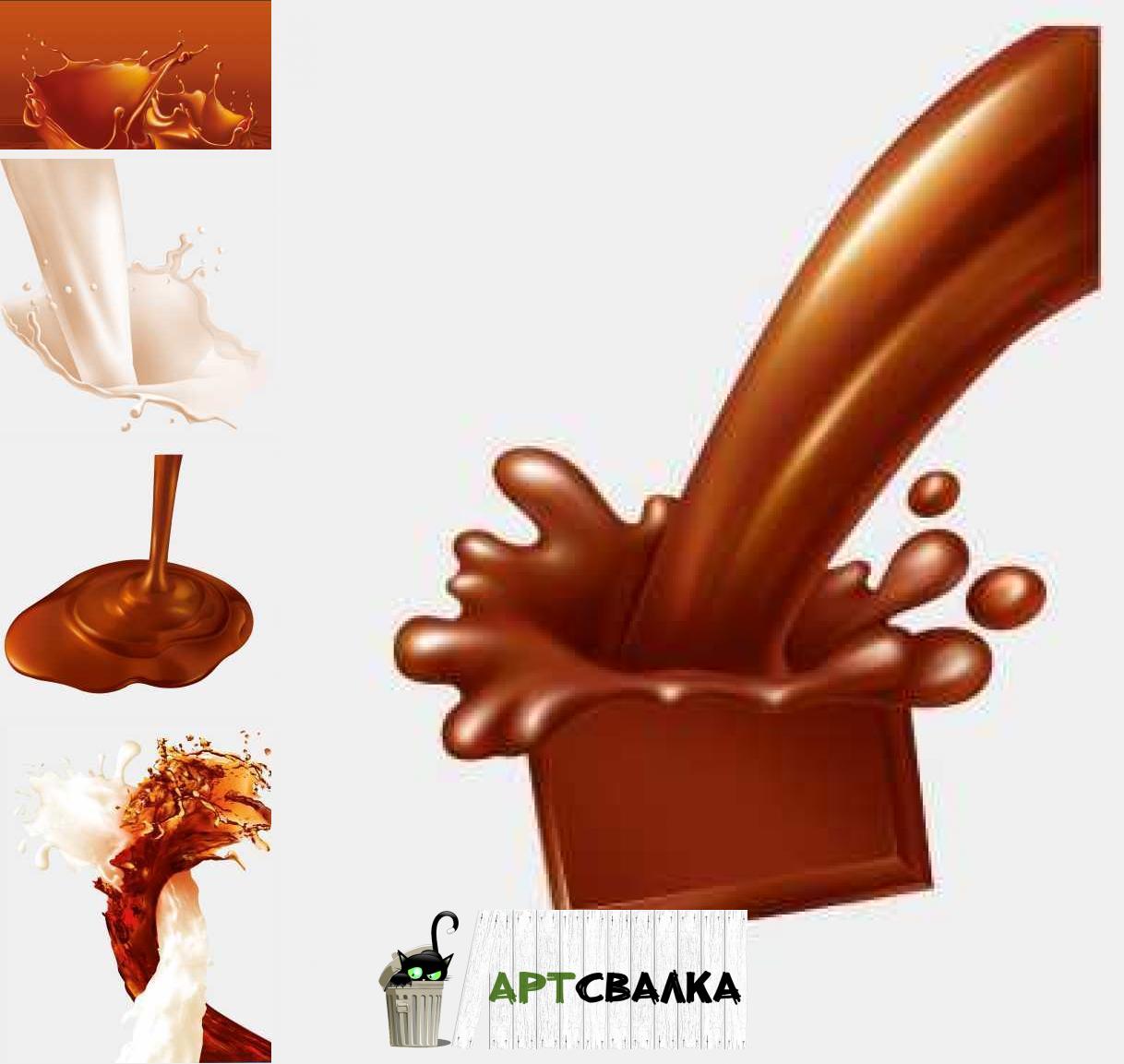 Шоколад и молоко в png | Chocolate and milk in png
